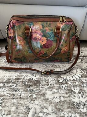 Patricia Nash Floral Crossbody Satchel in Brown and Multi-Color